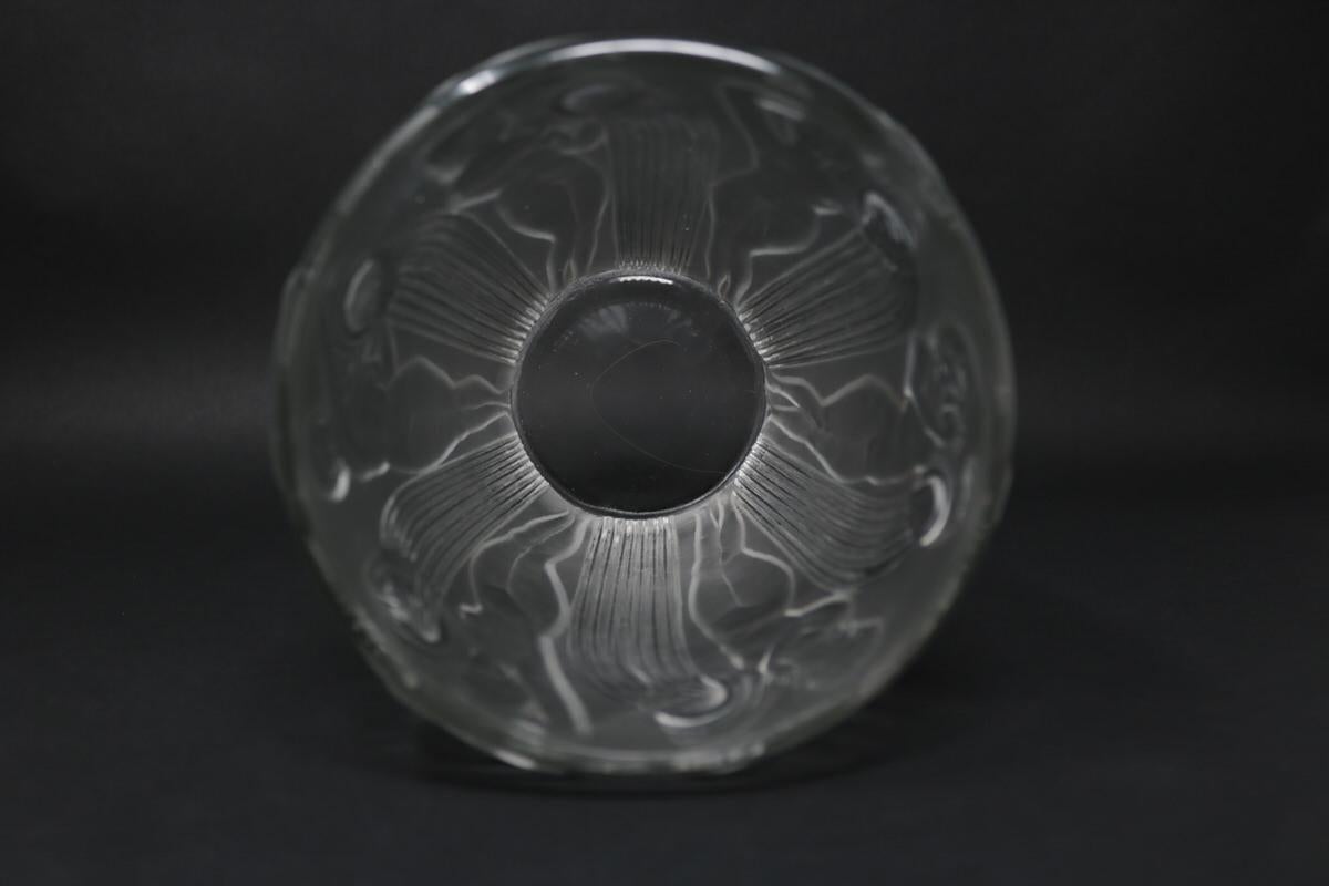 Pressed Rene Lalique Clear Glass Danaides Vase For Sale