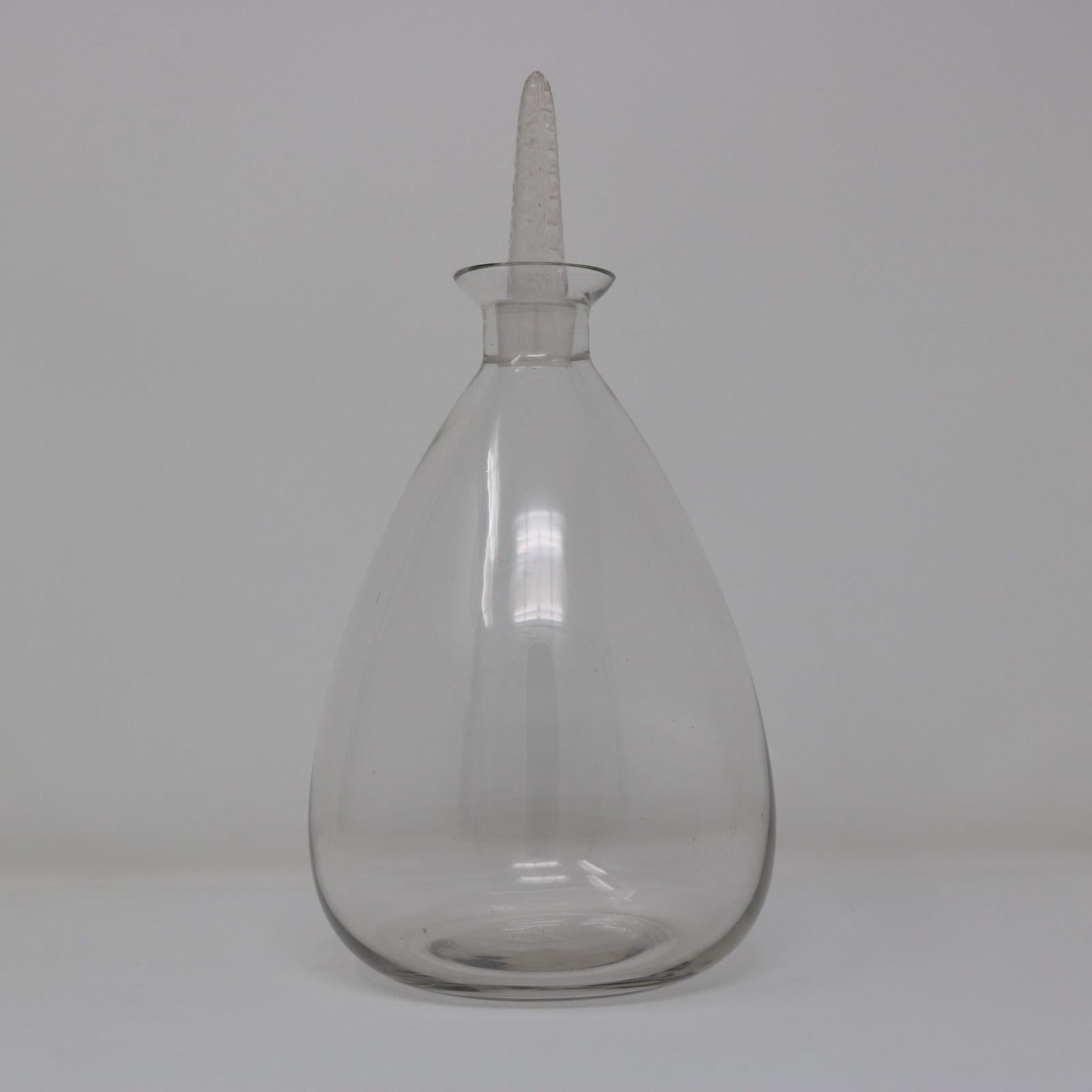 Art Deco Rene Lalique Clear Glass 'Dornach' Decanter For Sale