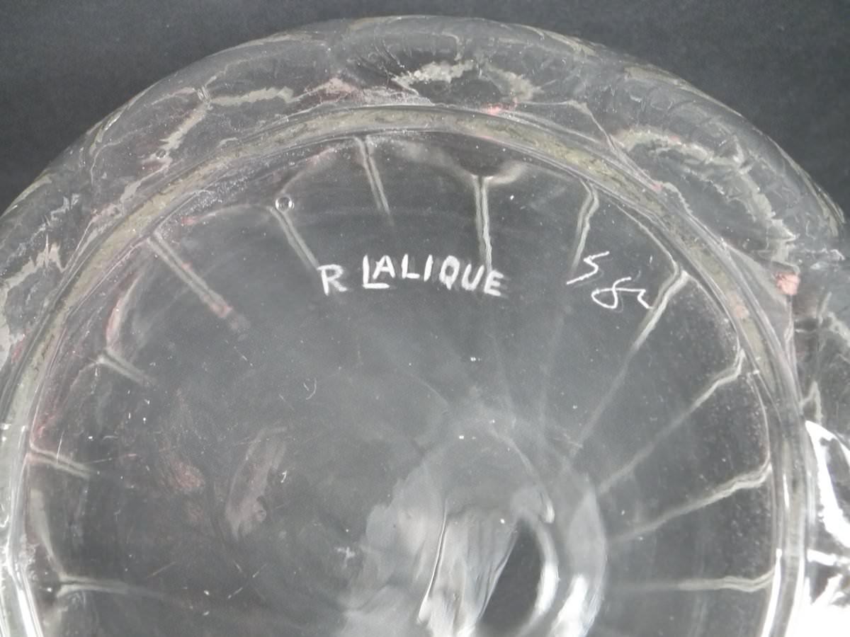 Pressed Rene Lalique Clear Glass 'Haarlem' Decanter and Glasses