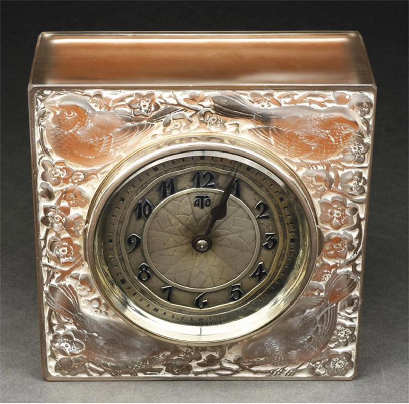 Art Deco Rene Lalique Clock For Sale