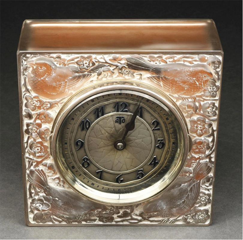 French Rene Lalique Clock For Sale