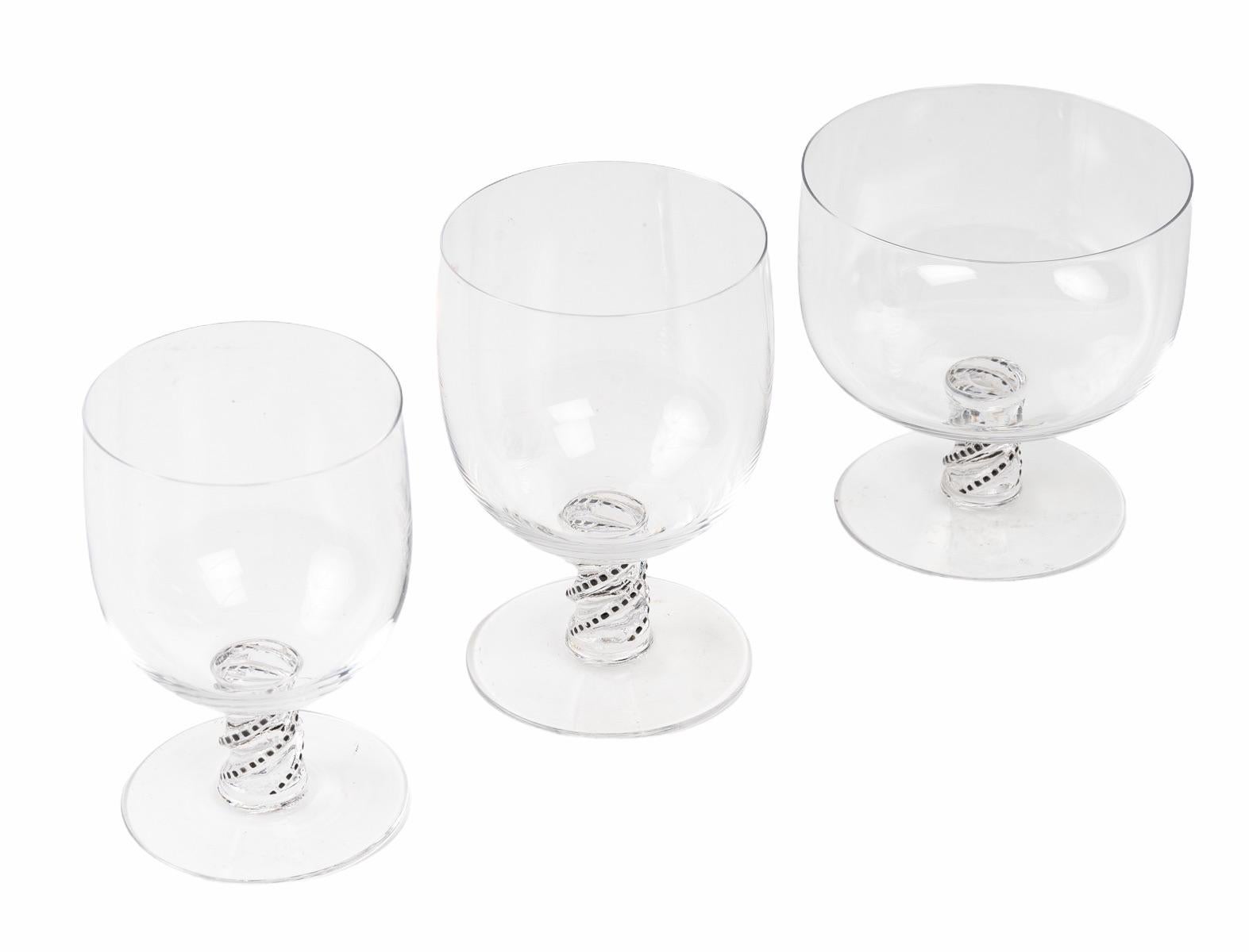 Art Deco René Lalique Complete Set 24 Pieces Enameled Glasses Beaune Champagne Water Wine