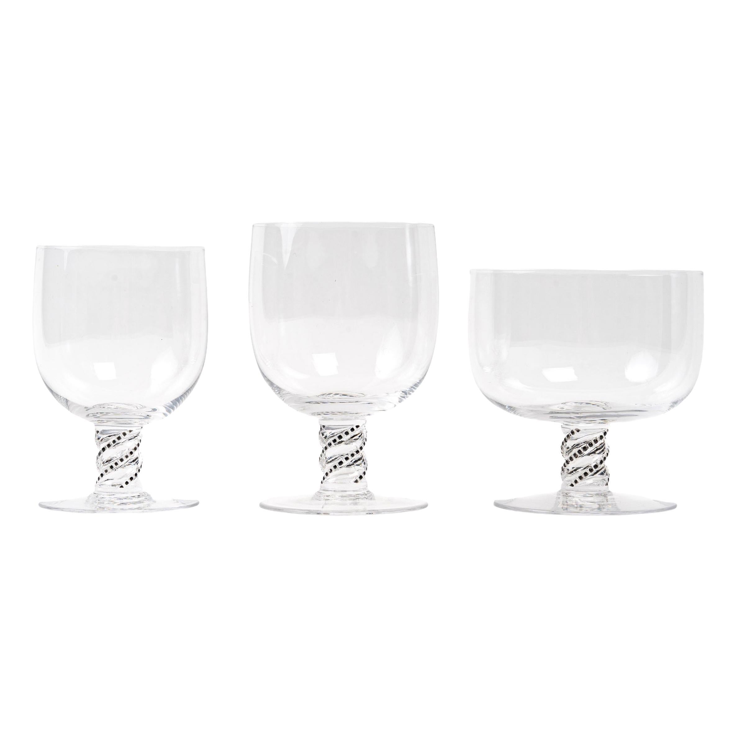 René Lalique Complete Set 24 Pieces Enameled Glasses Beaune Champagne Water Wine