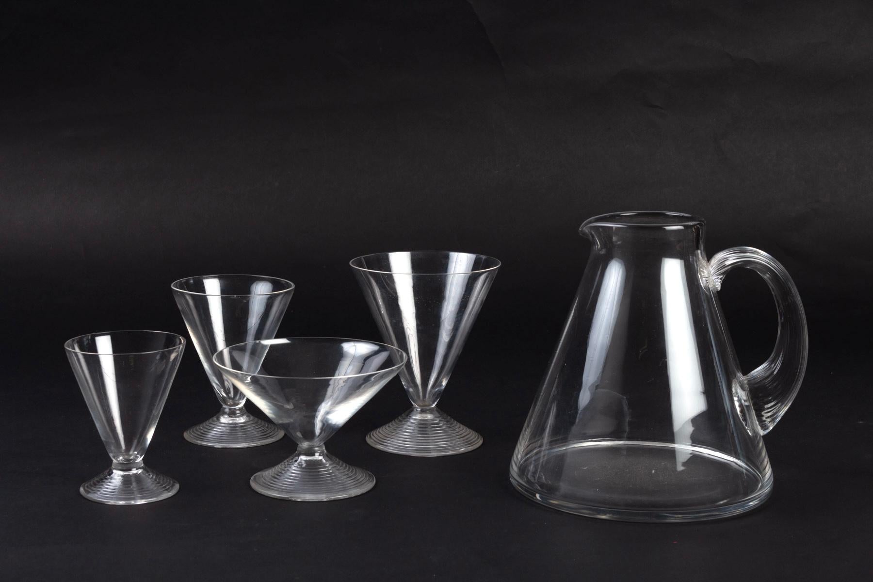Mid-20th Century René Lalique Complete Set 49 Pieces Glasses Arbois Water Wine Champagne Madere