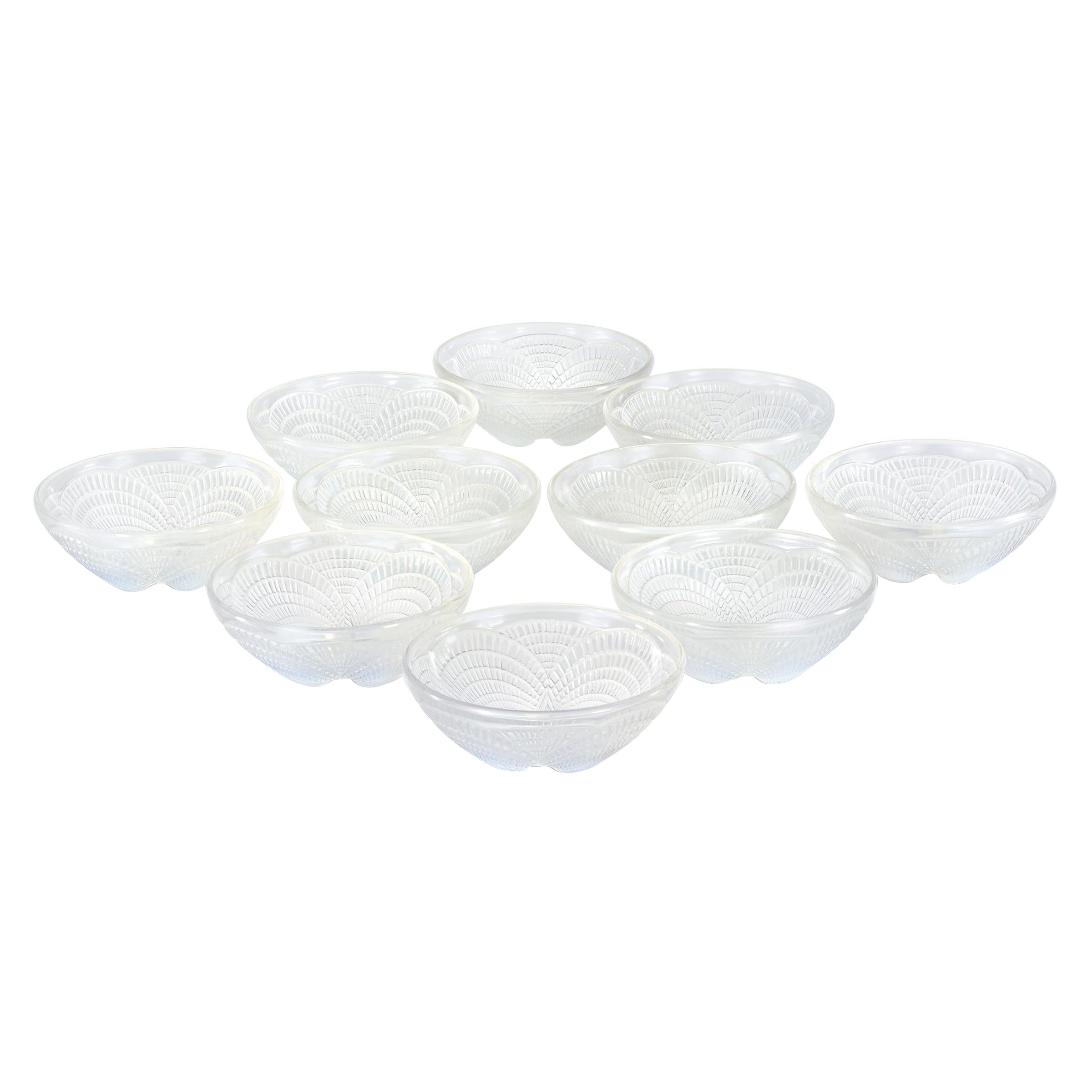 René Lalique Coquilles Glass Bowls, Set of Ten