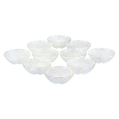 René Lalique Bols en verre Coquilles, lot de dix