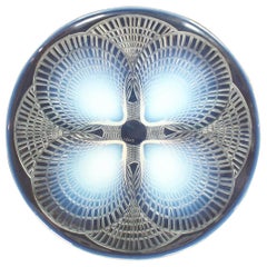 René Lalique Coquilles No.2 Blue Opalescent Glass Plate