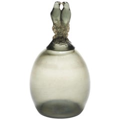 Rene Lalique Covered Topaz Colored Vase "Tourterelles"