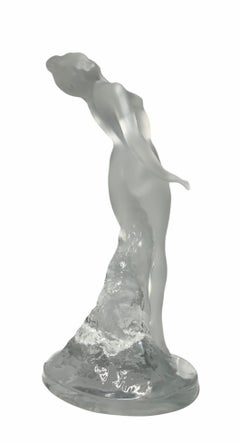 Figure de danseuse nymphe nue en cristal de René Lalique