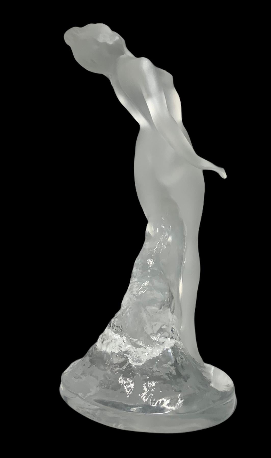 Frosted Rene Lalique Crystal Nude Nymph Dancer Figure