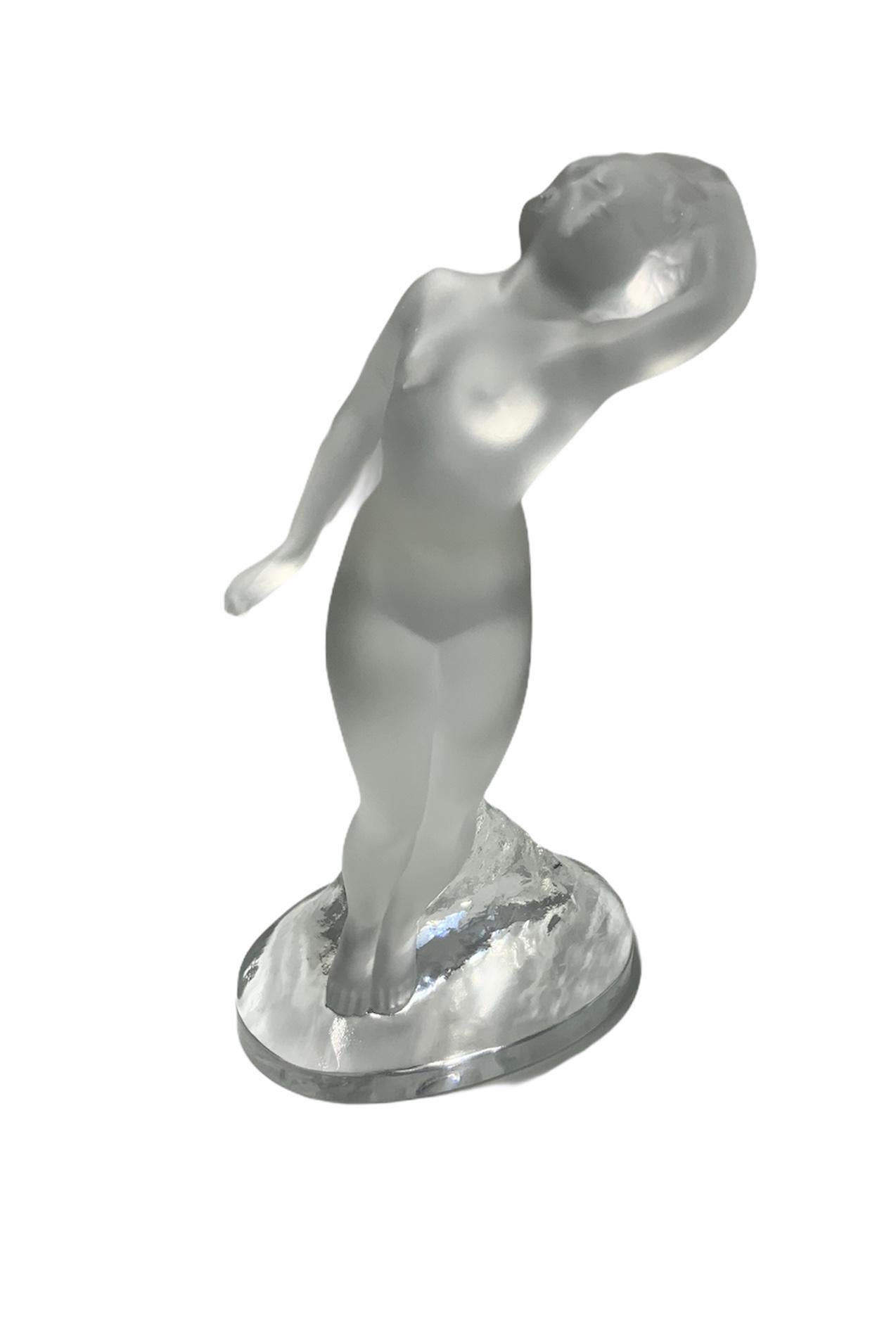 Glass Rene Lalique Crystal Nude Nymph Dancer Figure