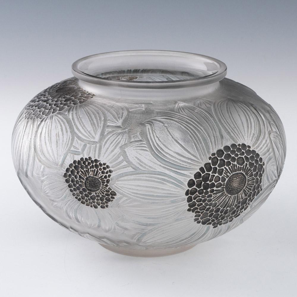 Francese Rene Lalique Vaso di dalie Marcilhac 938 Am designs 1923