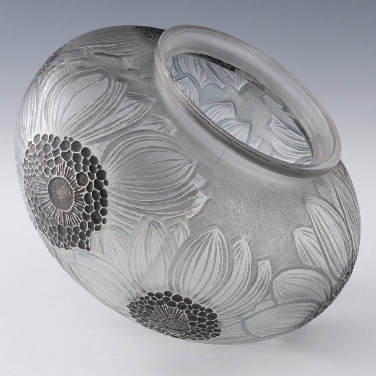 Inizio XX secolo Rene Lalique Vaso di dalie Marcilhac 938 Am designs 1923