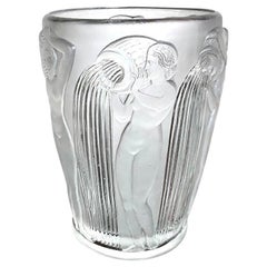 René Lalique Danaides Glass Vase, France, 1926, Art Deco Antique Clear Crystal