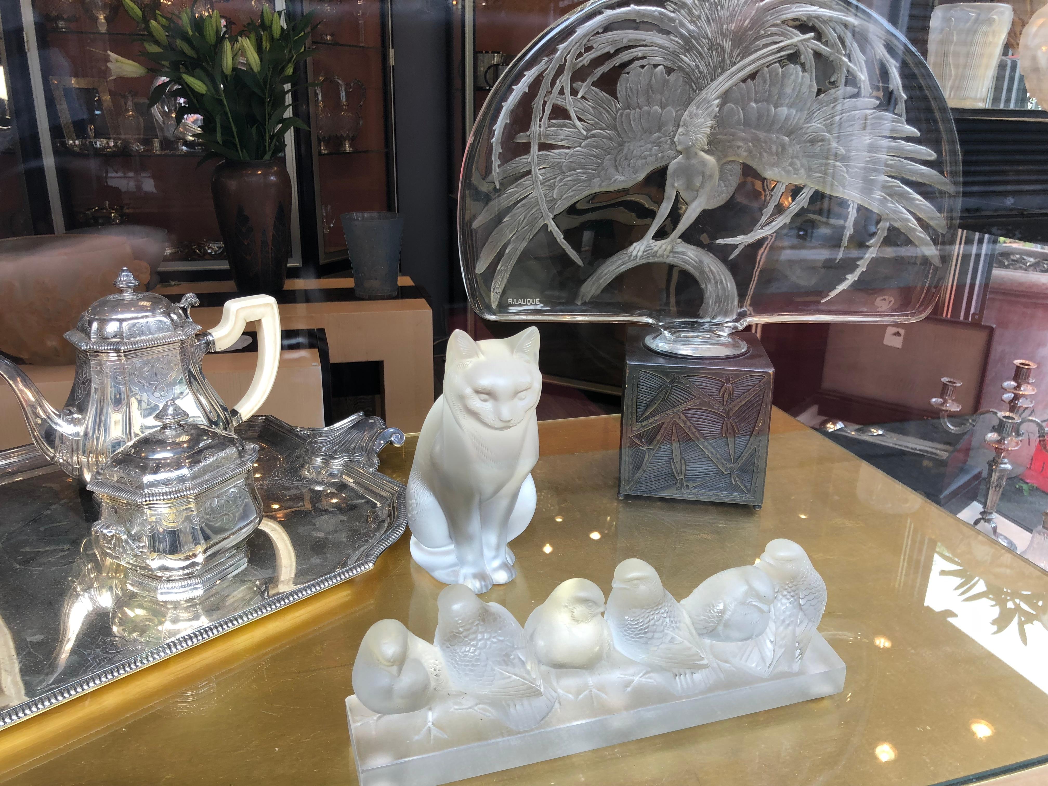 Rene Lalique Decoration Groupe De Six Moineaux For Sale 3