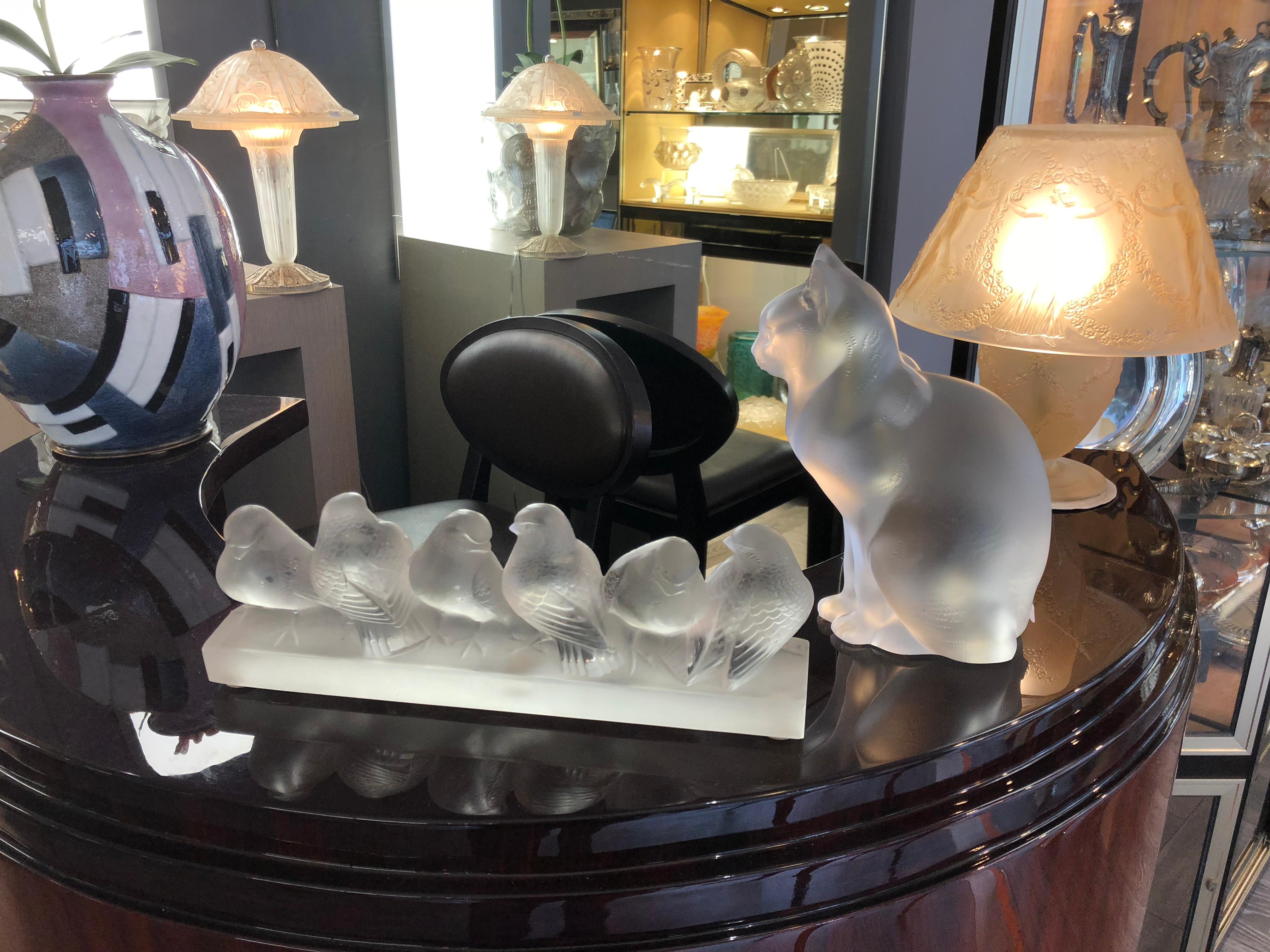 René Lalique Decoration Groupe De Six Moineaux For Sale 5