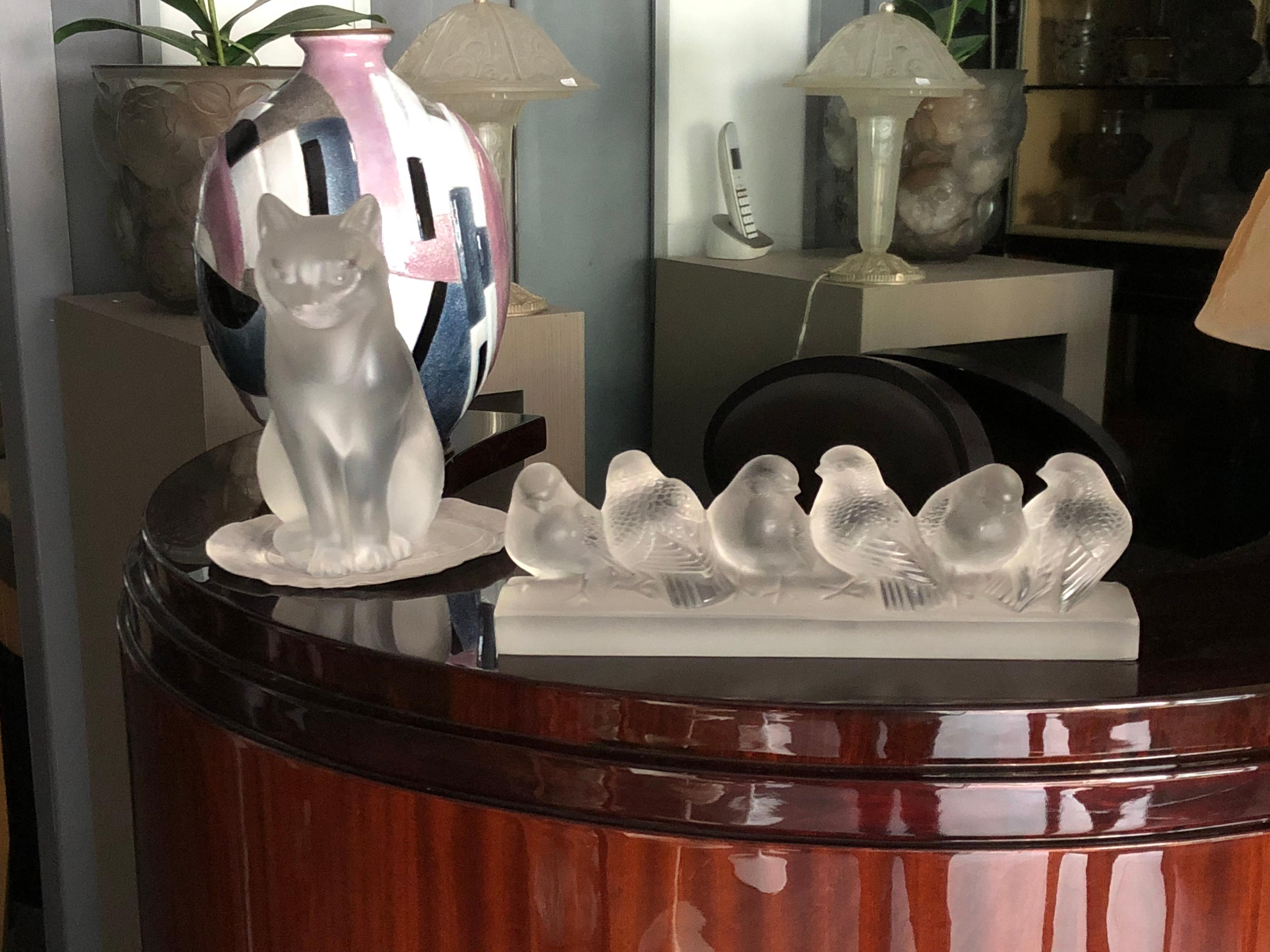 René Lalique Decoration Groupe De Six Moineaux For Sale 7