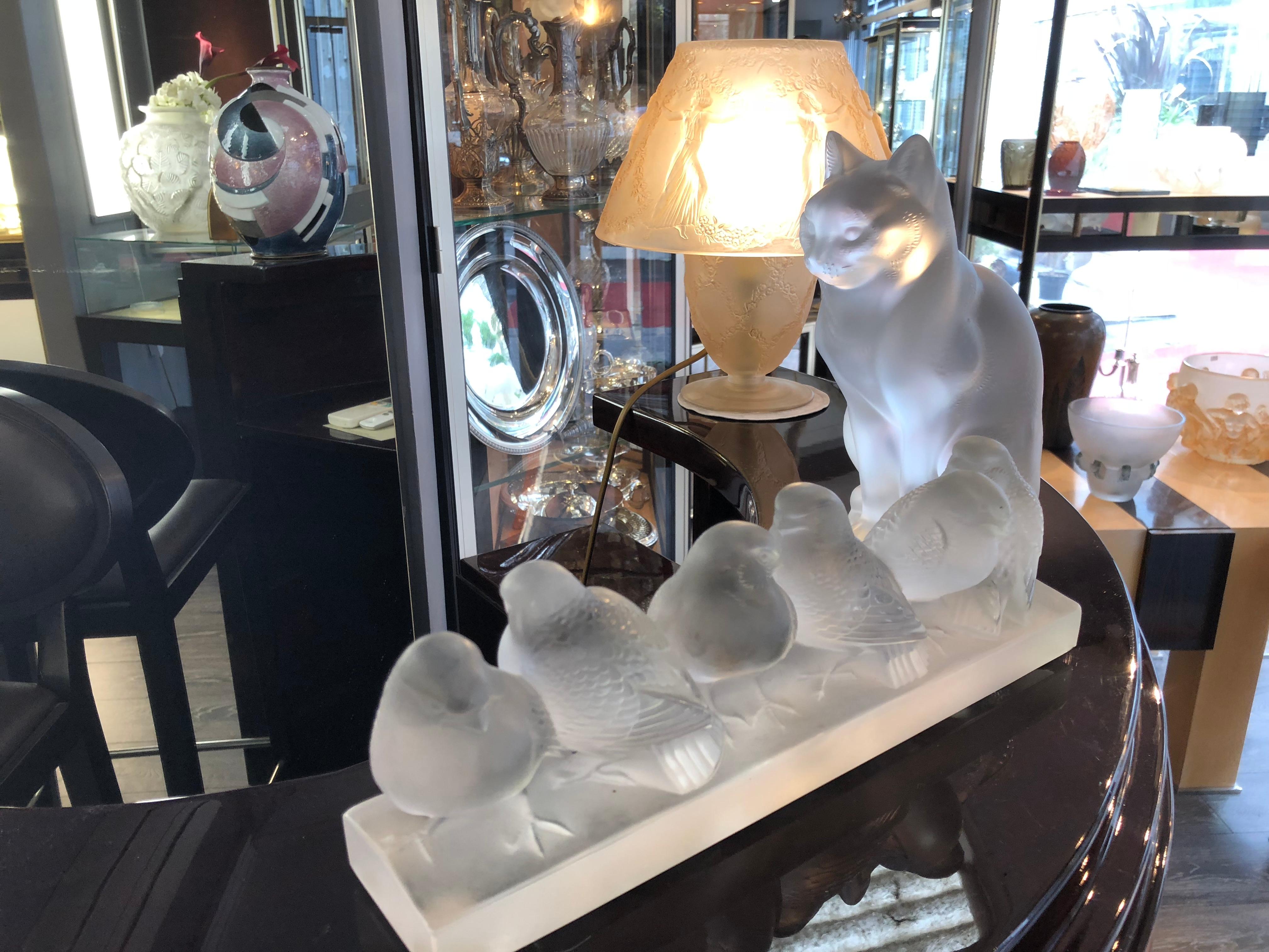 René Lalique Decoration Groupe De Six Moineaux For Sale 9