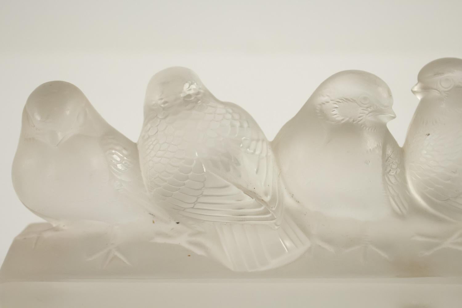 Rene Lalique Decoration Groupe De Six Moineaux For Sale 1