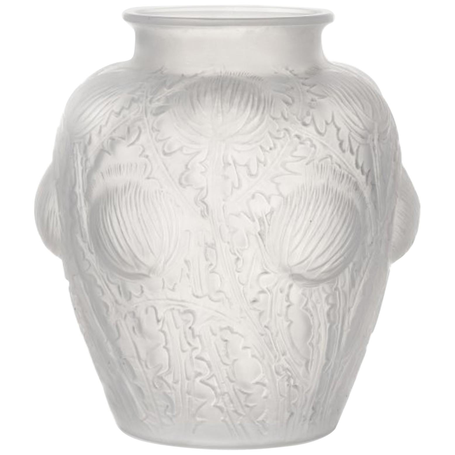 René Lalique Domremy Glass Vase, Marcilhac No. 979, Signed R. Lalique