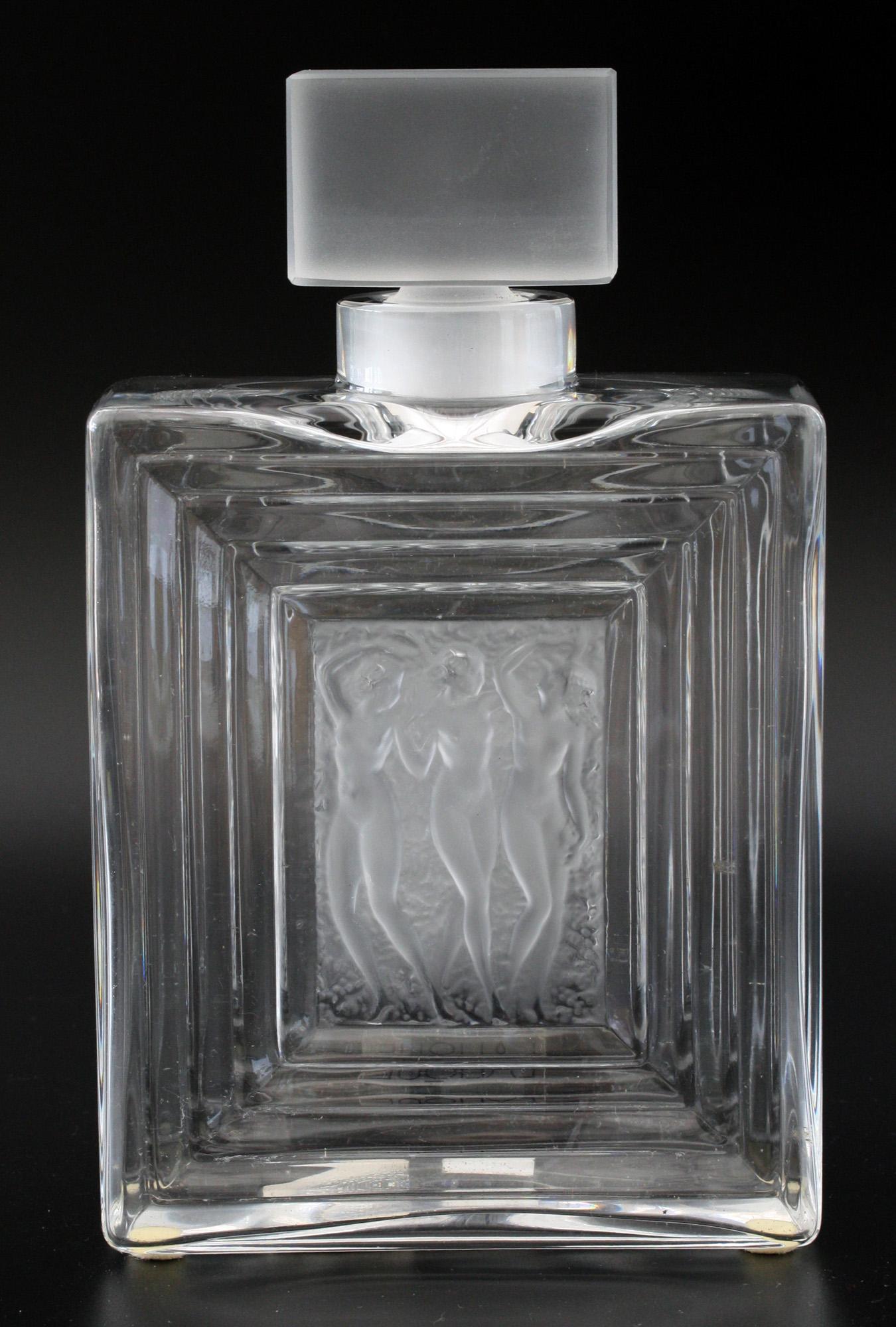 French Rene Lalique Duncan No 2. Three Nudes Art Glass Perfume Bottle