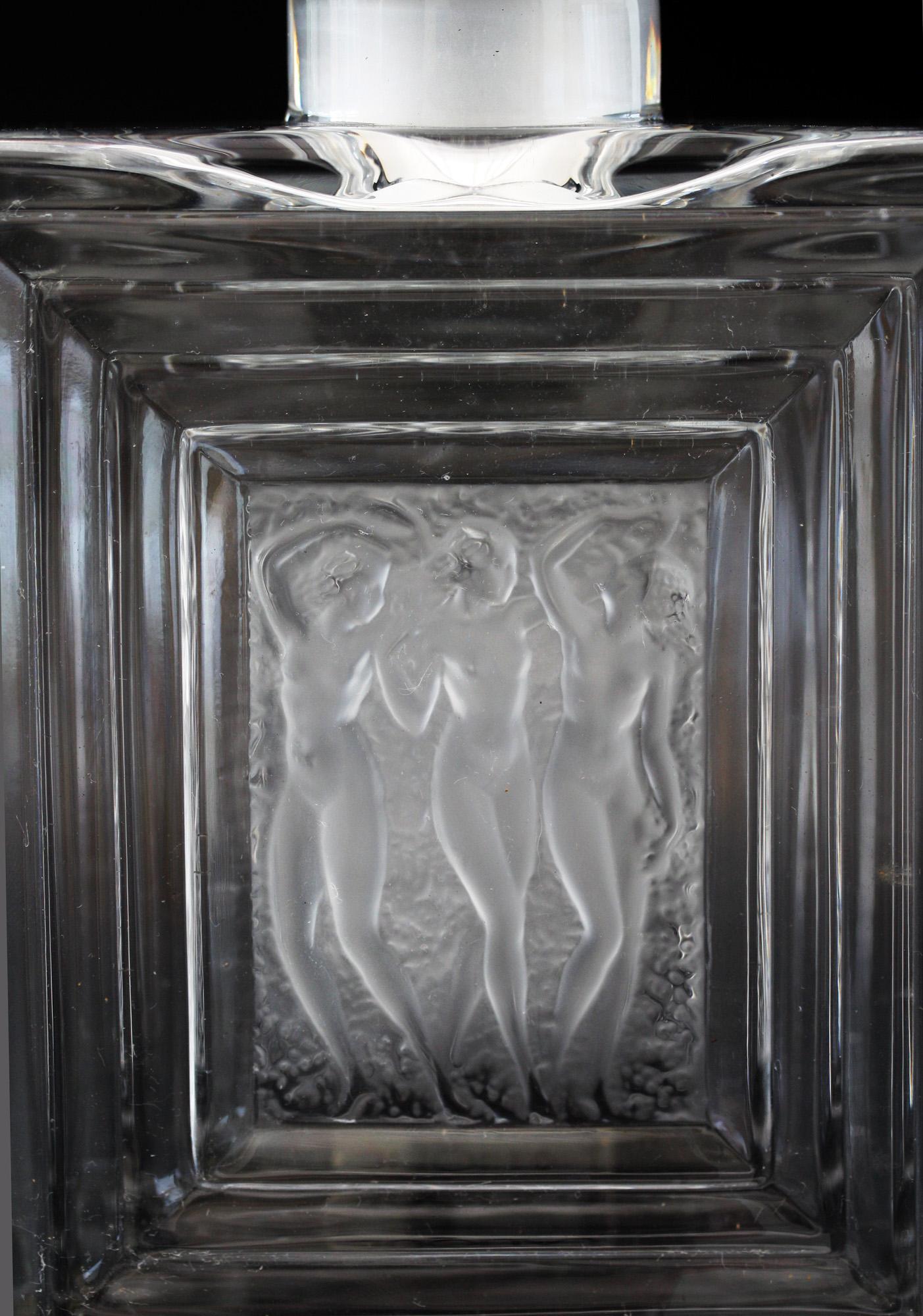 Molded Rene Lalique Duncan No 2. Three Nudes Art Glass Perfume Bottle