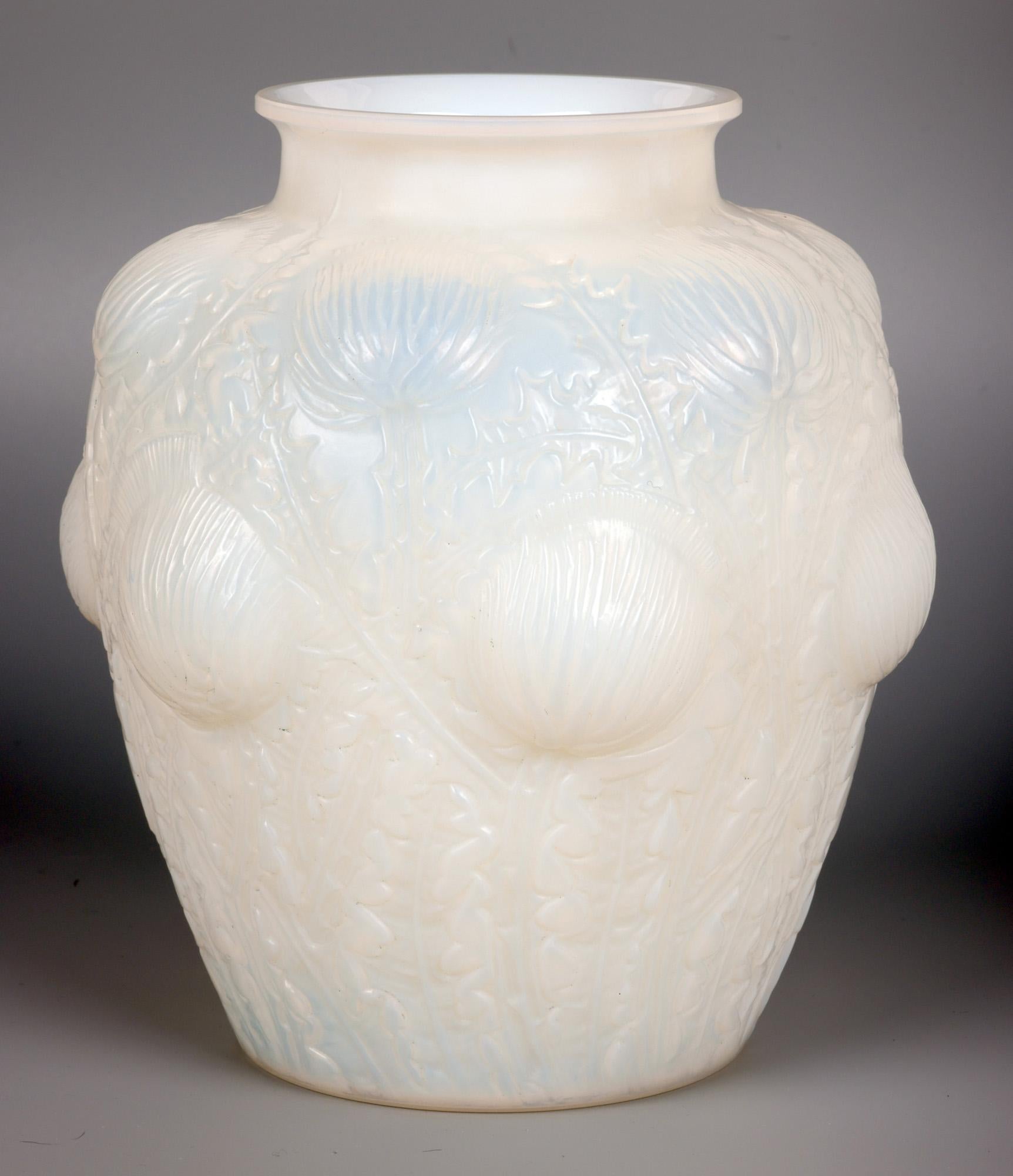 Rene Lalique Early Opalescent Domrémy Art Glass Vase For Sale 10