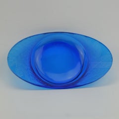 Rene Lalique electric blue Feuilles ashtray C1924