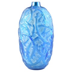 Rene Lalique ELECTRIC BLUE RONCES VASE C.1921