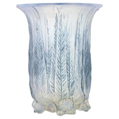 René Lalique Eucalyptus Opalescent And Stained Glass Vase