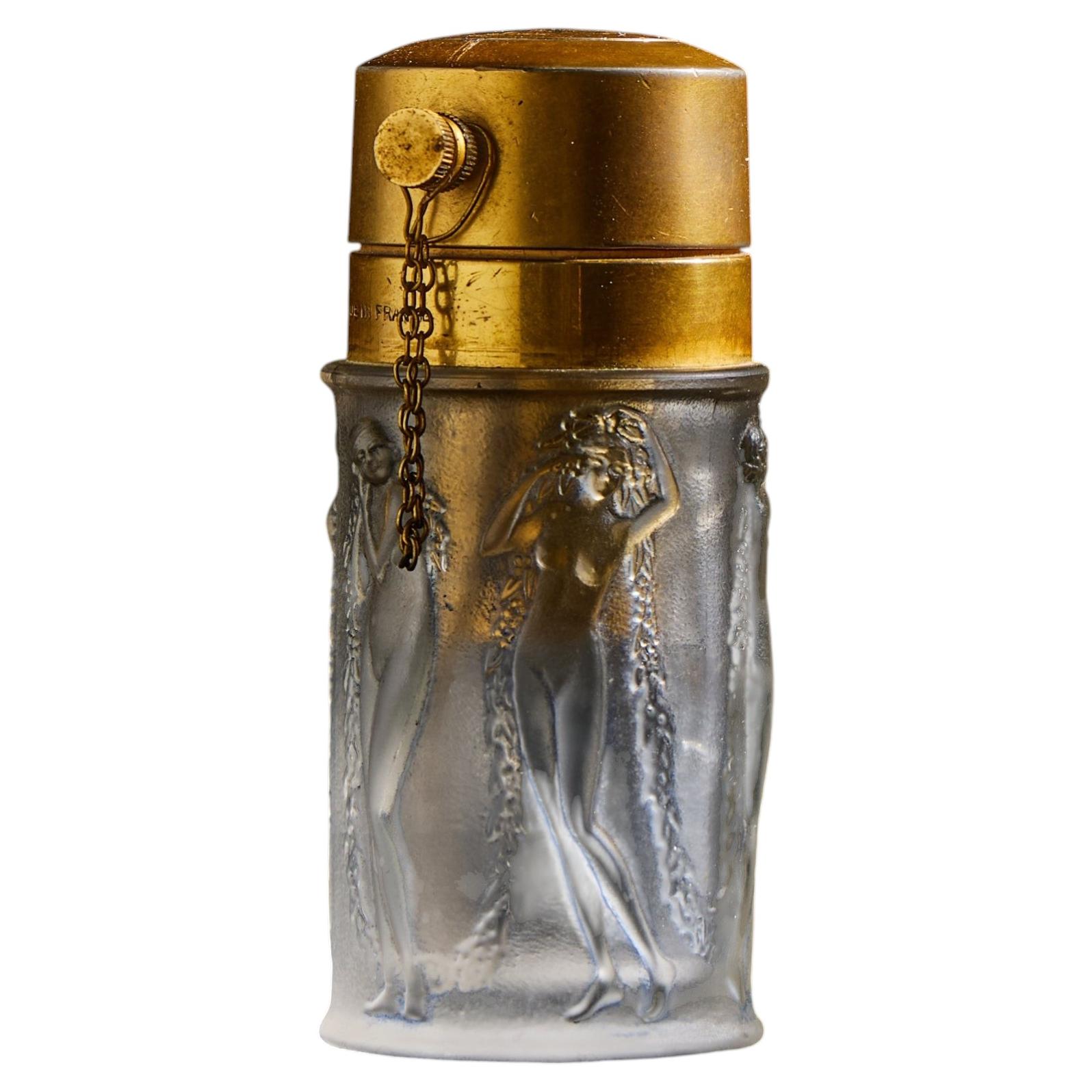 René Lalique Figurines et Guirlandes Frasco de perfume atomizador de vidrio y bronce