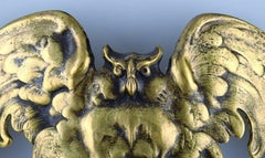 René Lalique, France, Early and Rare Art Nouveau Bronze Pendant, Owl
