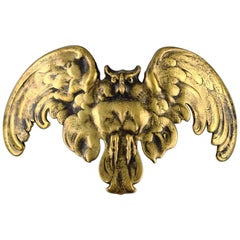 Antique René Lalique, France, Early and Rare Art Nouveau Bronze Pendant, Owl