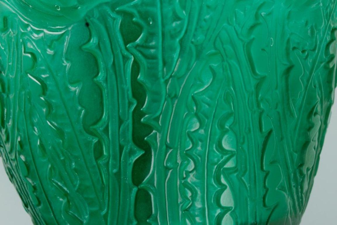 French René Lalique, France, Rare Domremy Art Glass Vase in Emerald Green, Ca 1926 For Sale
