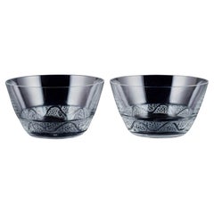 René Lalique, France, Two Phalsbourg Fingerbowls in Clear Art Glass