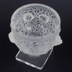René Lalique. Frosted crystal vase on pedestal. 1970s