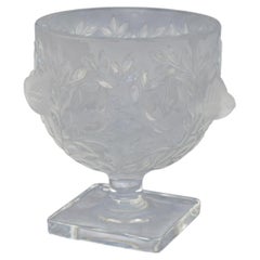 René Lalique. Frosted crystal vase on pedestal. 1970s