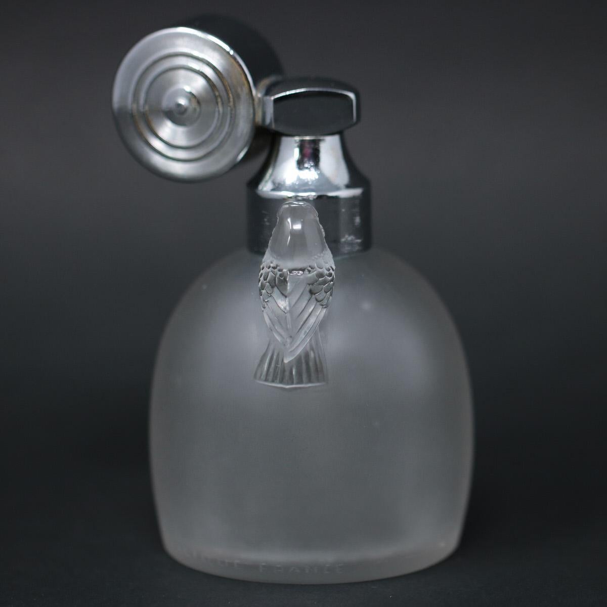 French Rene Lalique Frosted Glass Perruches Perfume Bottle