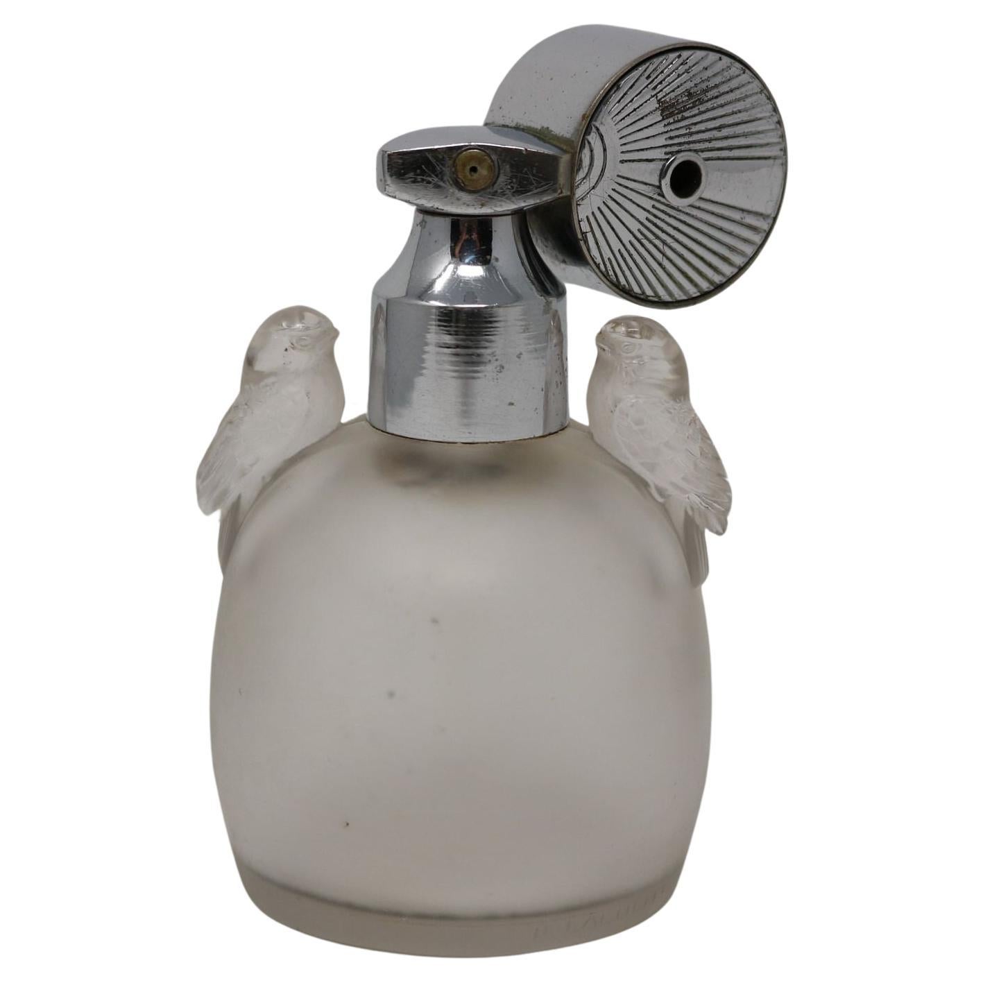 Rene Lalique Frosted Glass Perruches Perfume Bottle For Sale