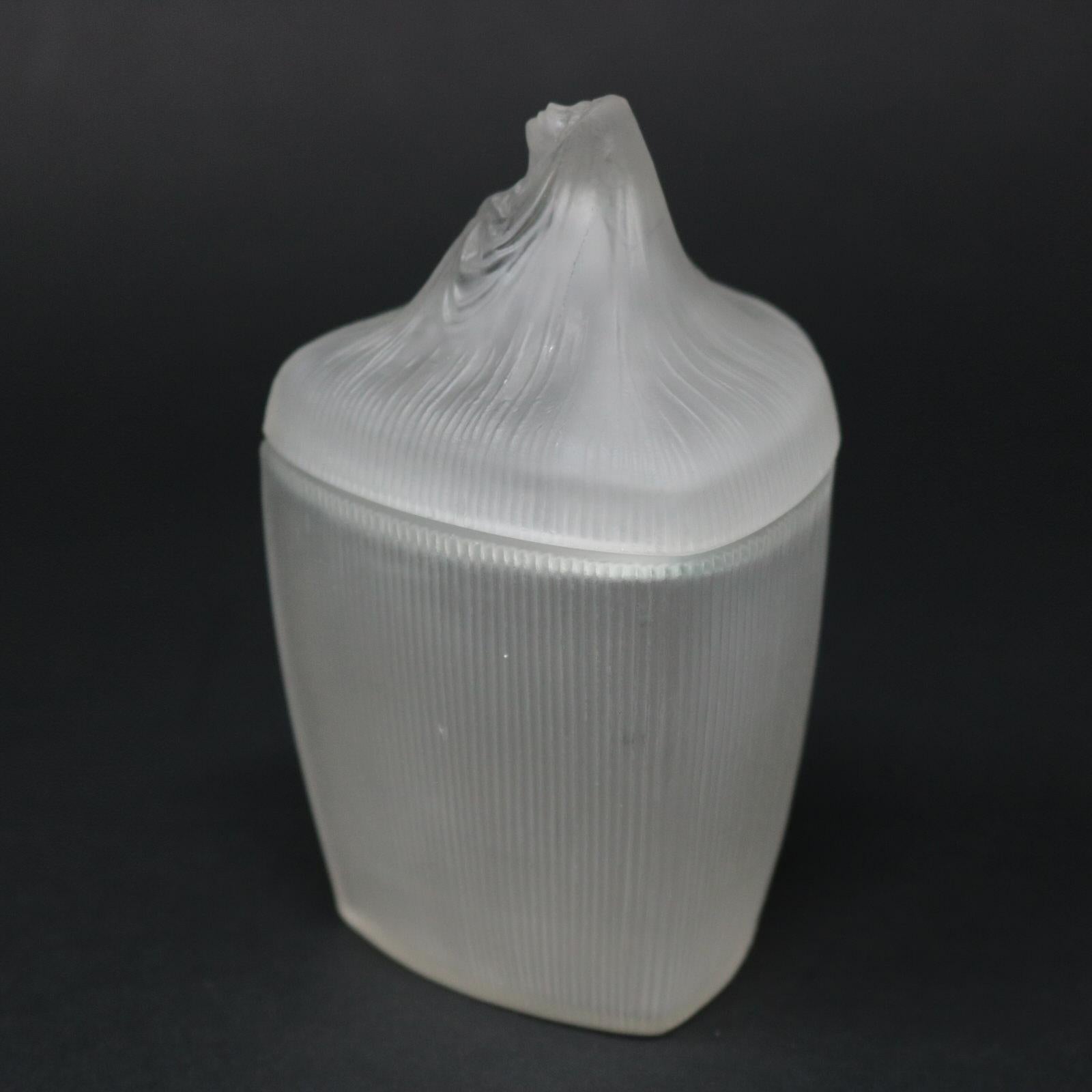 Art Nouveau Rene Lalique Frosted Glass 'Tete Femme' Ointment Jar For Sale