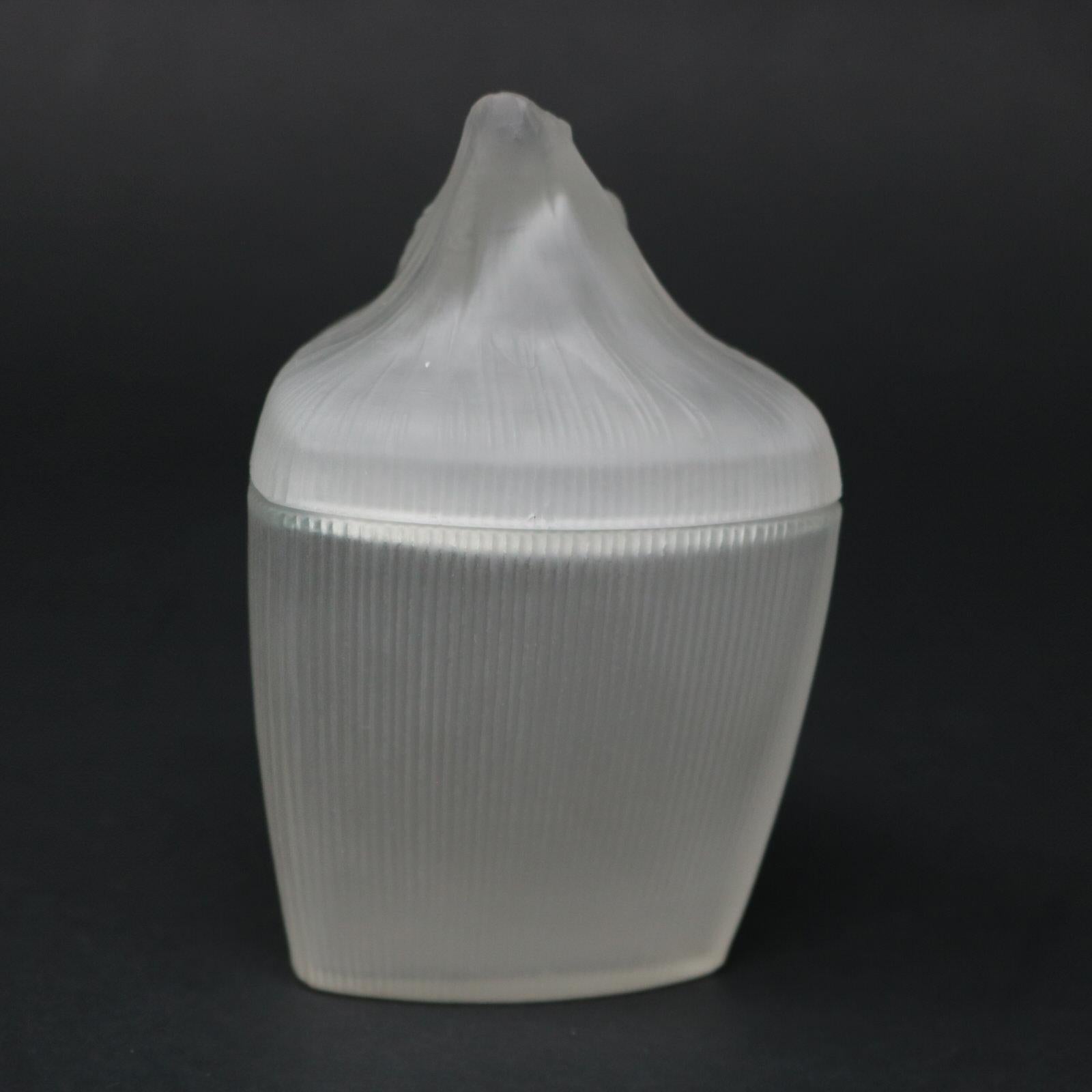 French Rene Lalique Frosted Glass 'Tete Femme' Ointment Jar For Sale