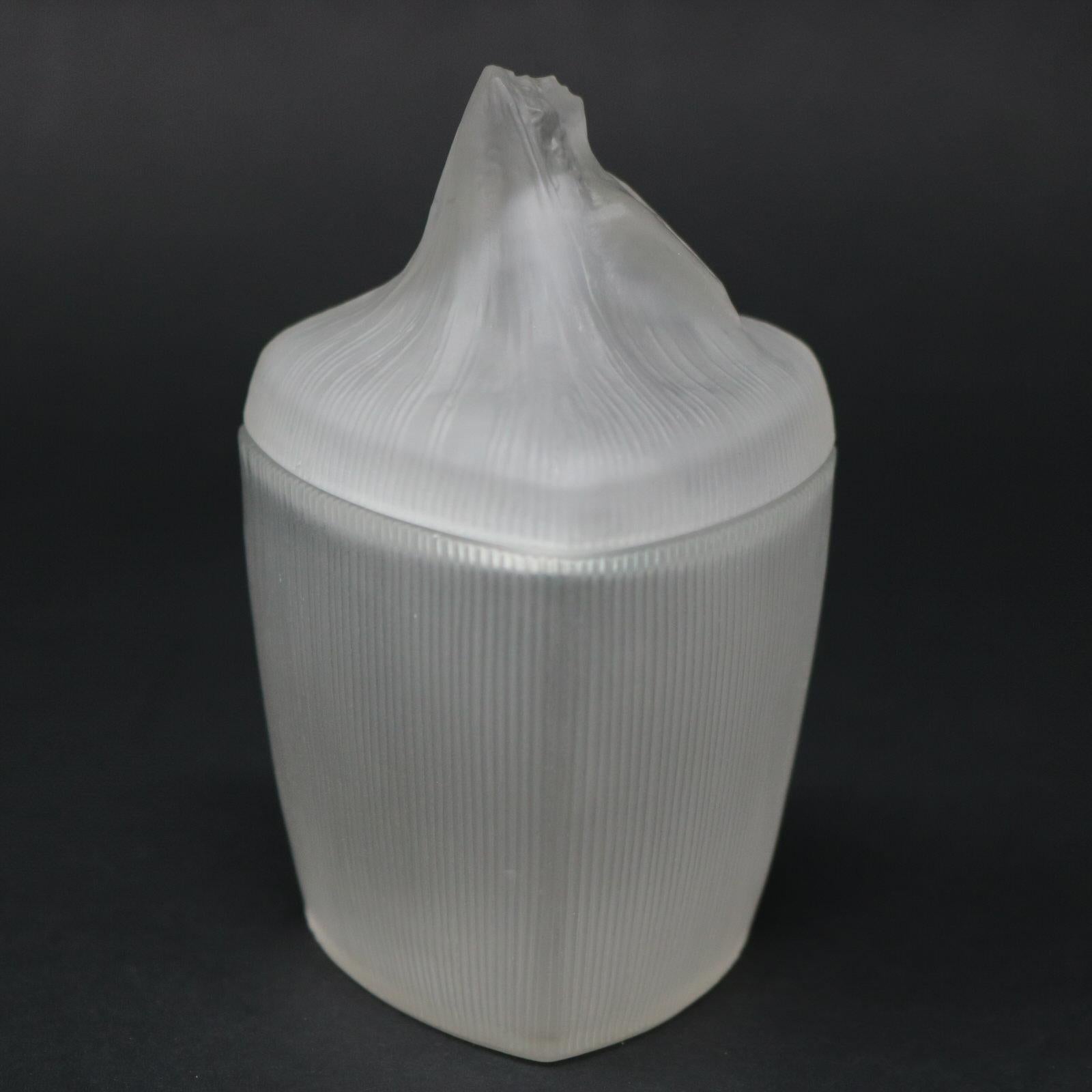 Pressed Rene Lalique Frosted Glass 'Tete Femme' Ointment Jar For Sale