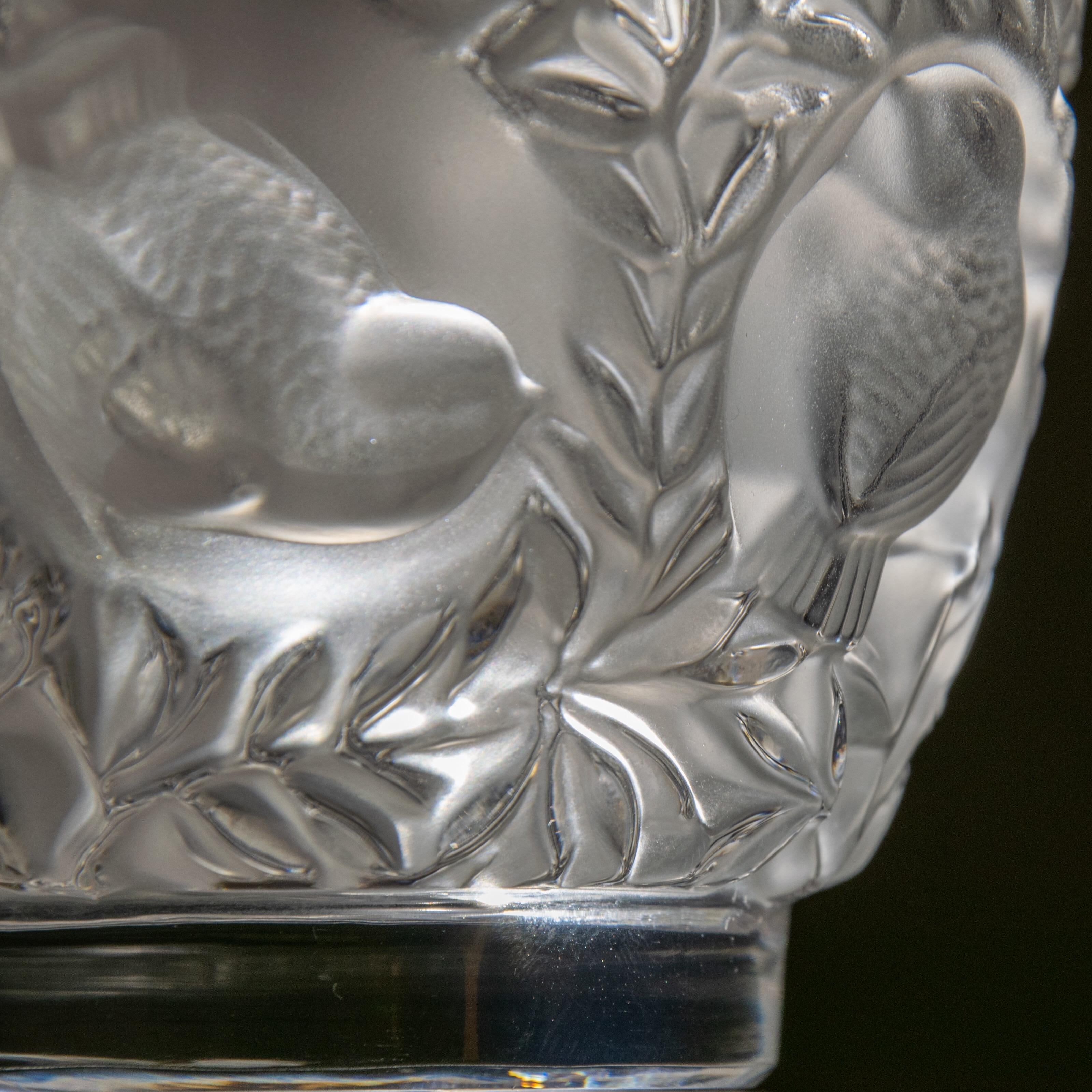 René Lalique Frosten Mold-Blown Glass Vase Bagatelle 1