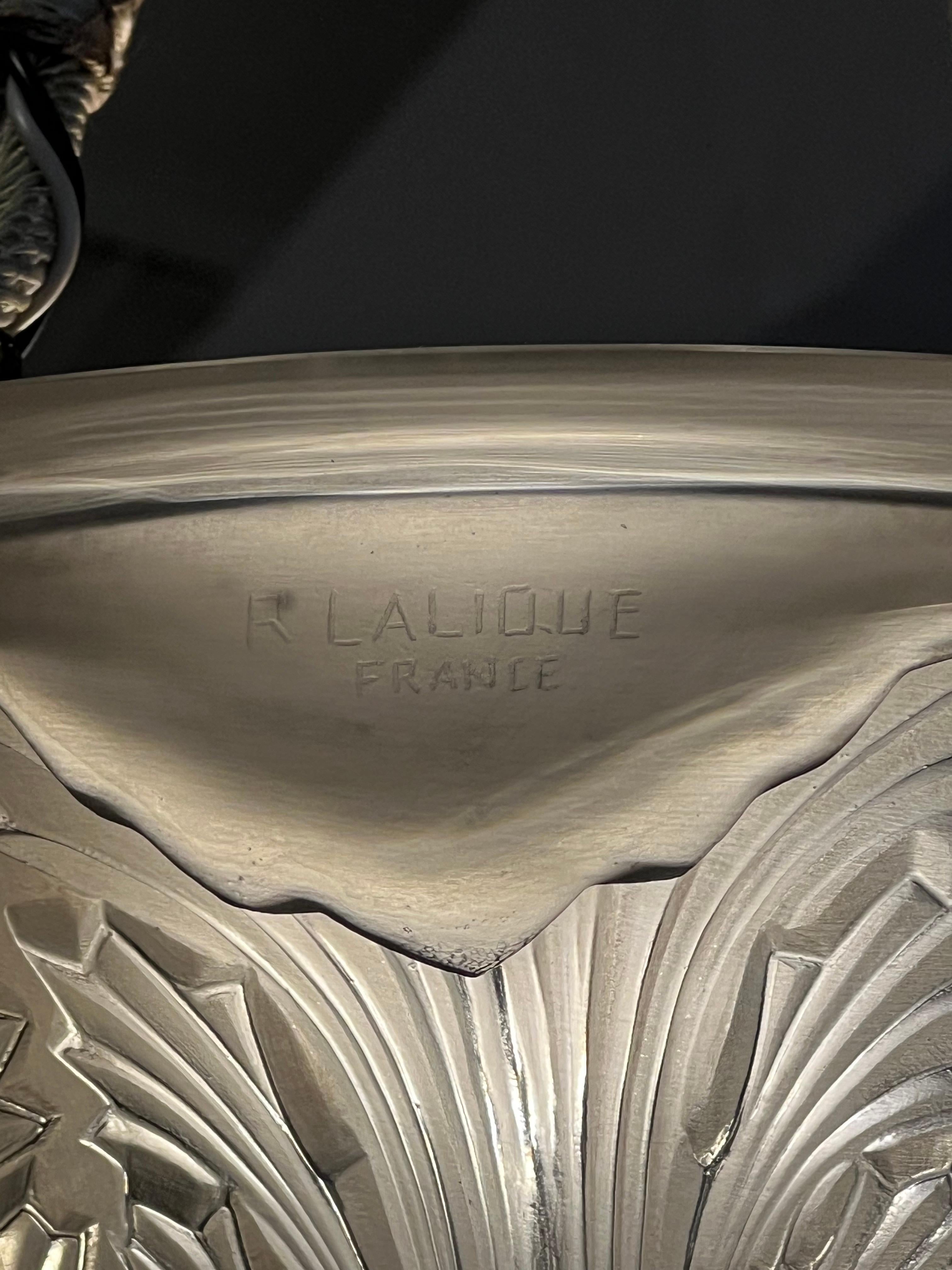 French Art Deco René Lalique Gaillon Chandelier For Sale