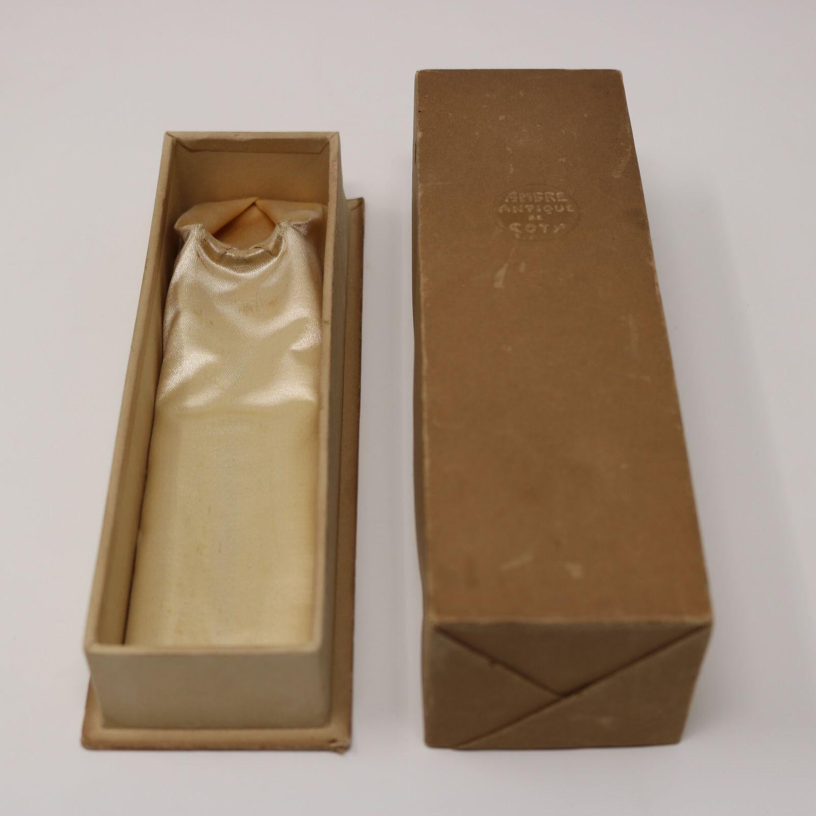 Rene Lalique Glas Ambre Antike Parfümflasche mit Box im Angebot 9