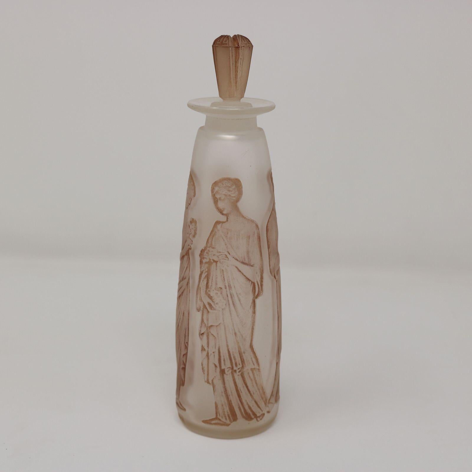Rene Lalique Glas Ambre Antike Parfümflasche mit Box im Zustand „Gut“ im Angebot in Chelmsford, Essex