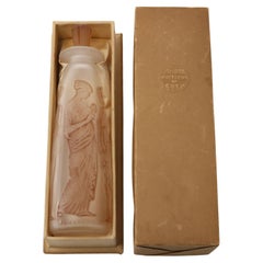 Bouteille de parfum antique en verre ambré Rene Lalique avec boîte