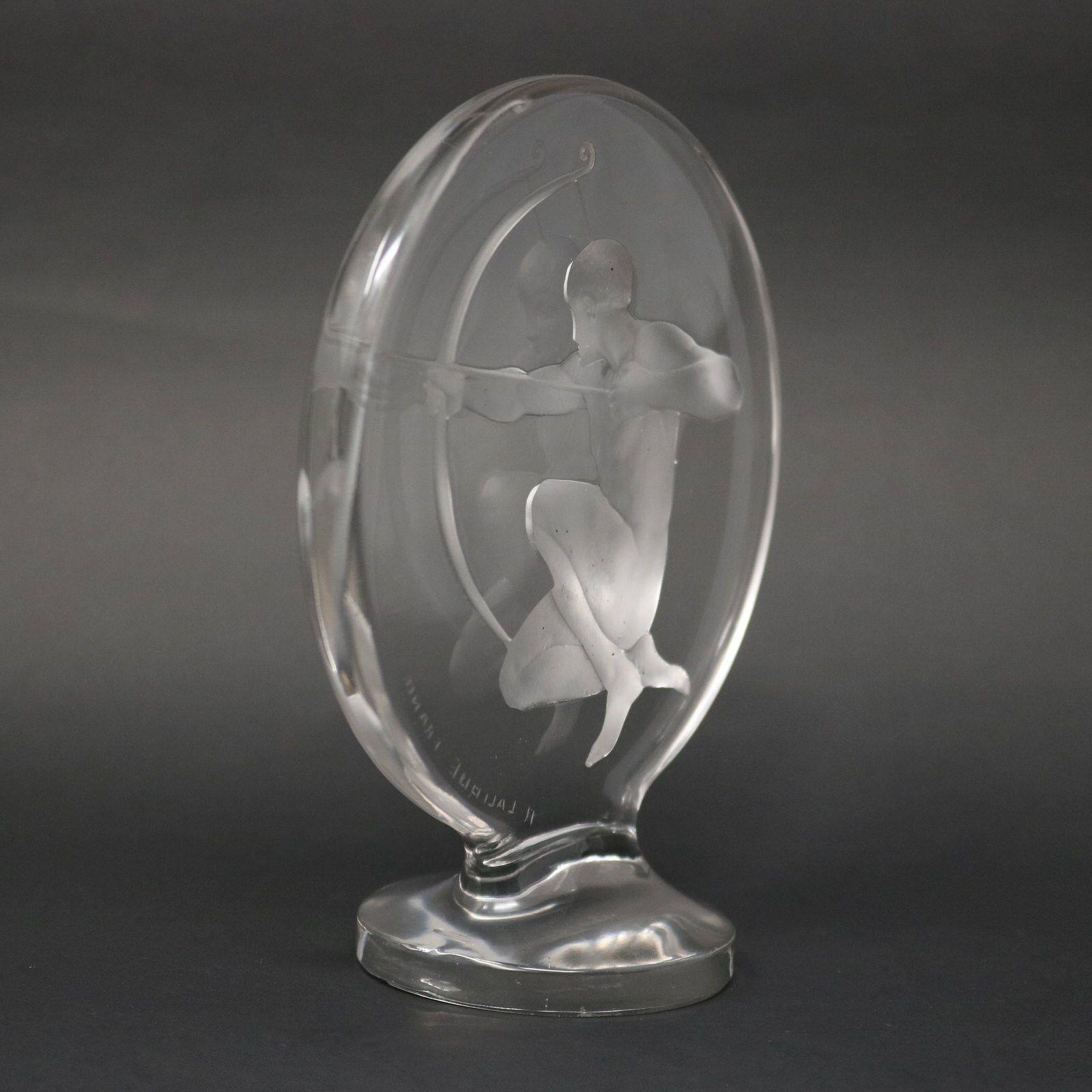 Early 20th Century Rene Lalique Glass Archer Car Mascot For Sale