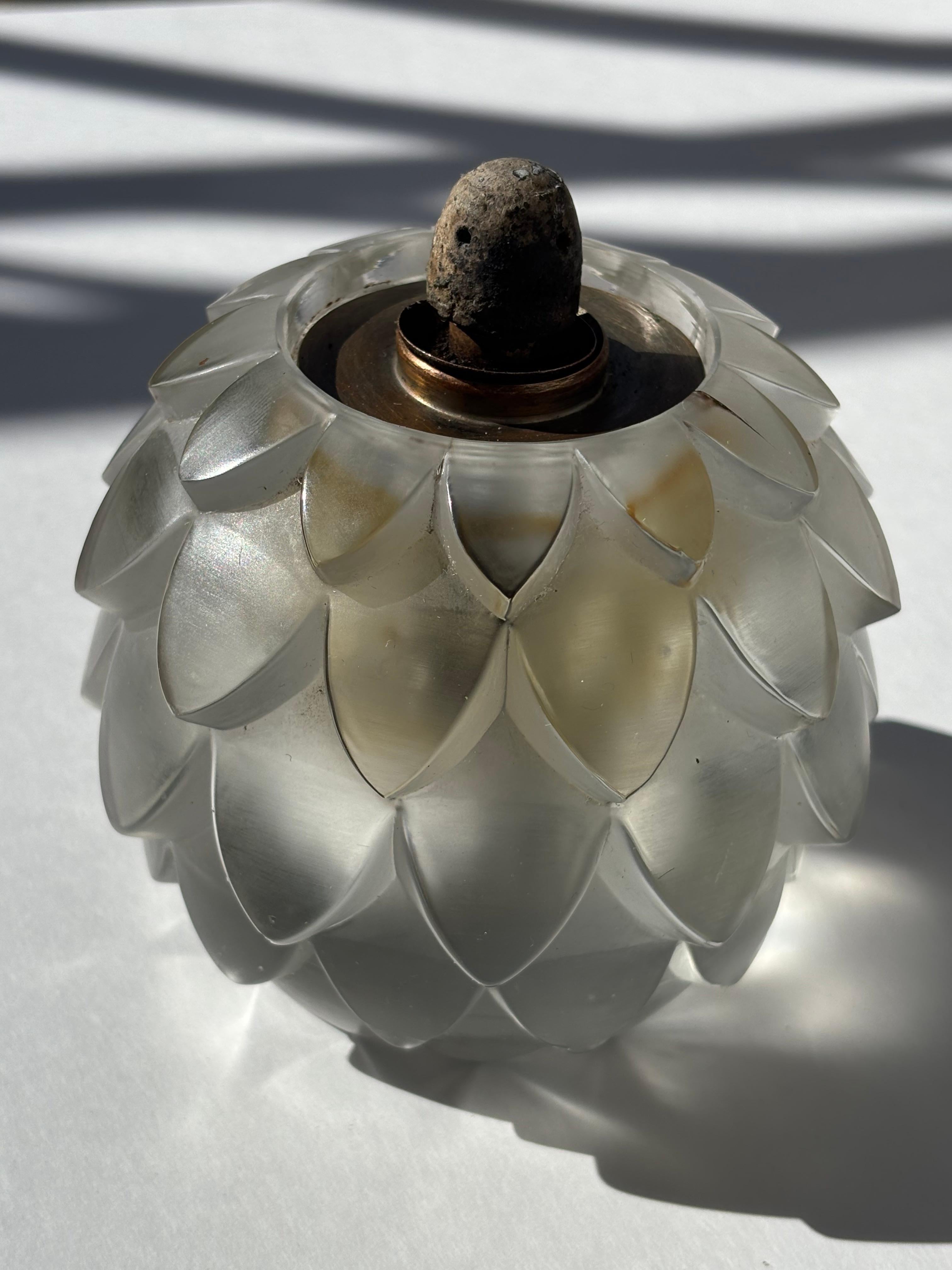 Glass Rene Lalique  glass Artichoke Perfume burner / lamp  for Berger. For Sale