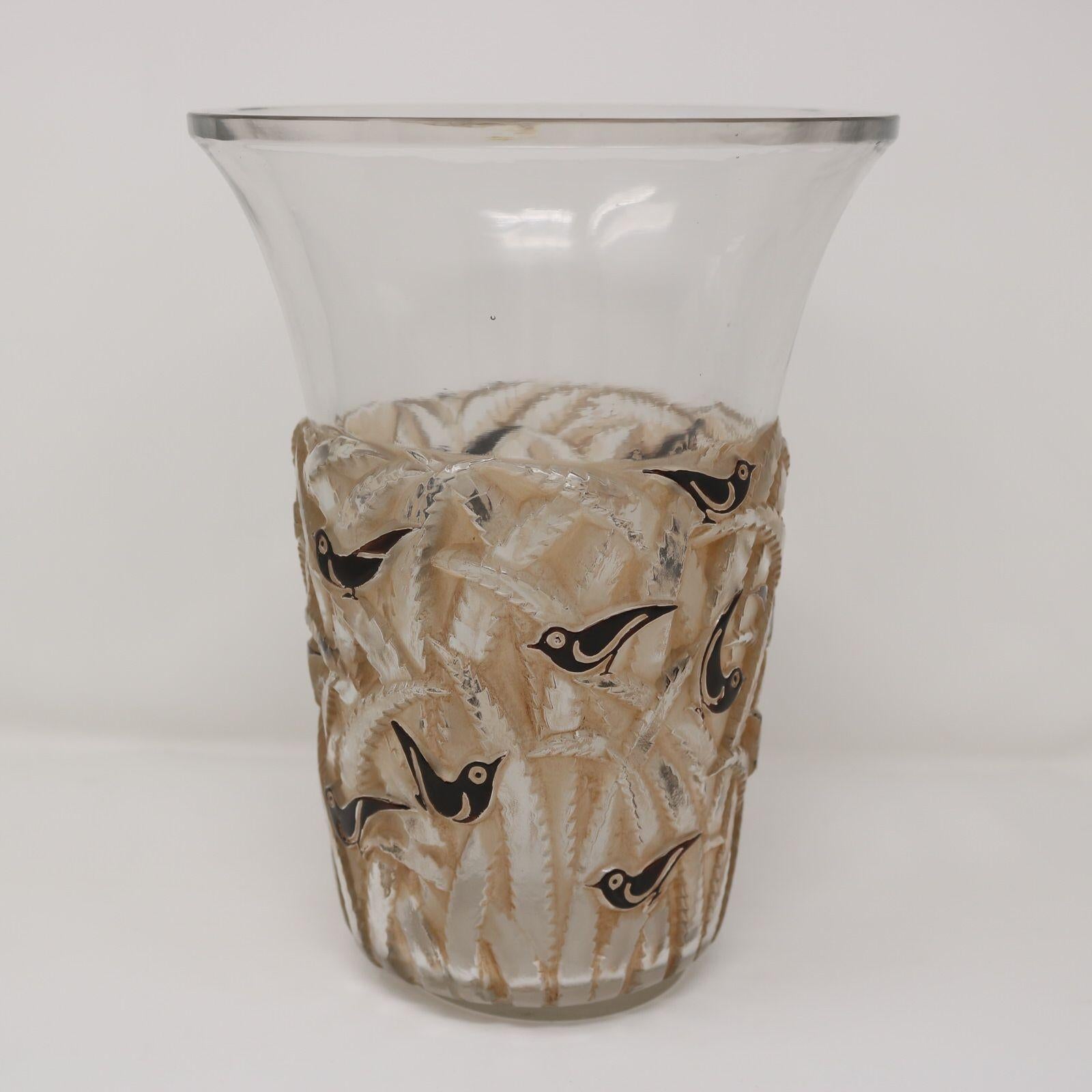 French Rene Lalique Glass Borneo Vase For Sale